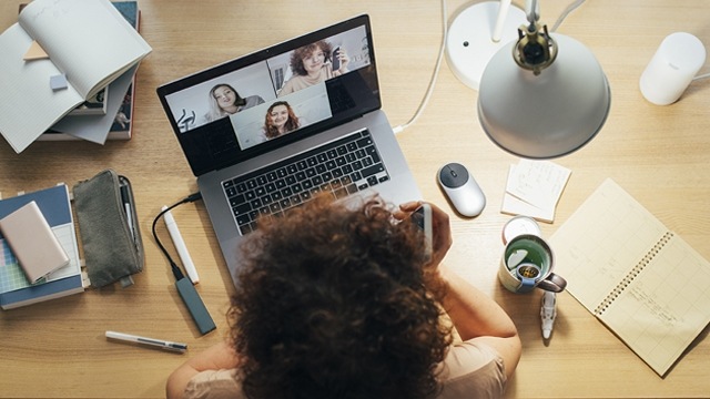 table with laptop