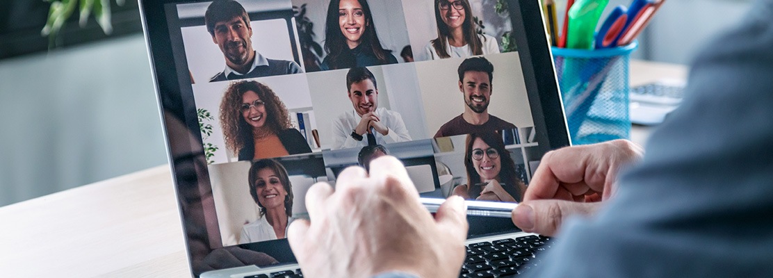 Online video conference on screen