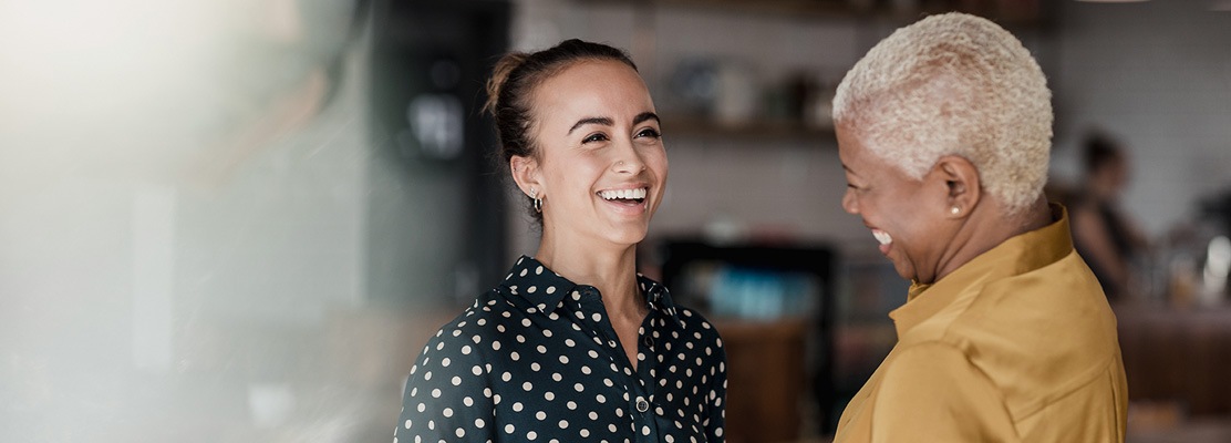 Two women laughing