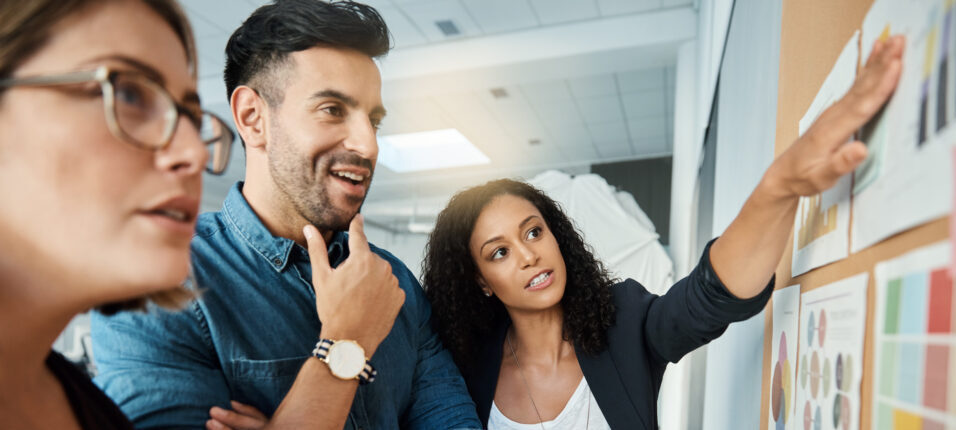 Shot of a group of colleagues having a brainstorming session in a modern office