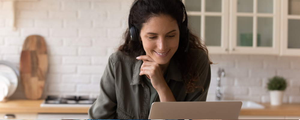 Woman watching webinar